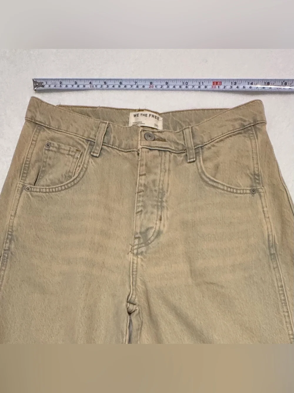 NEW Free People Good Luck Mid-Rise Barrel Jeans in Antique Ivory Size 26
